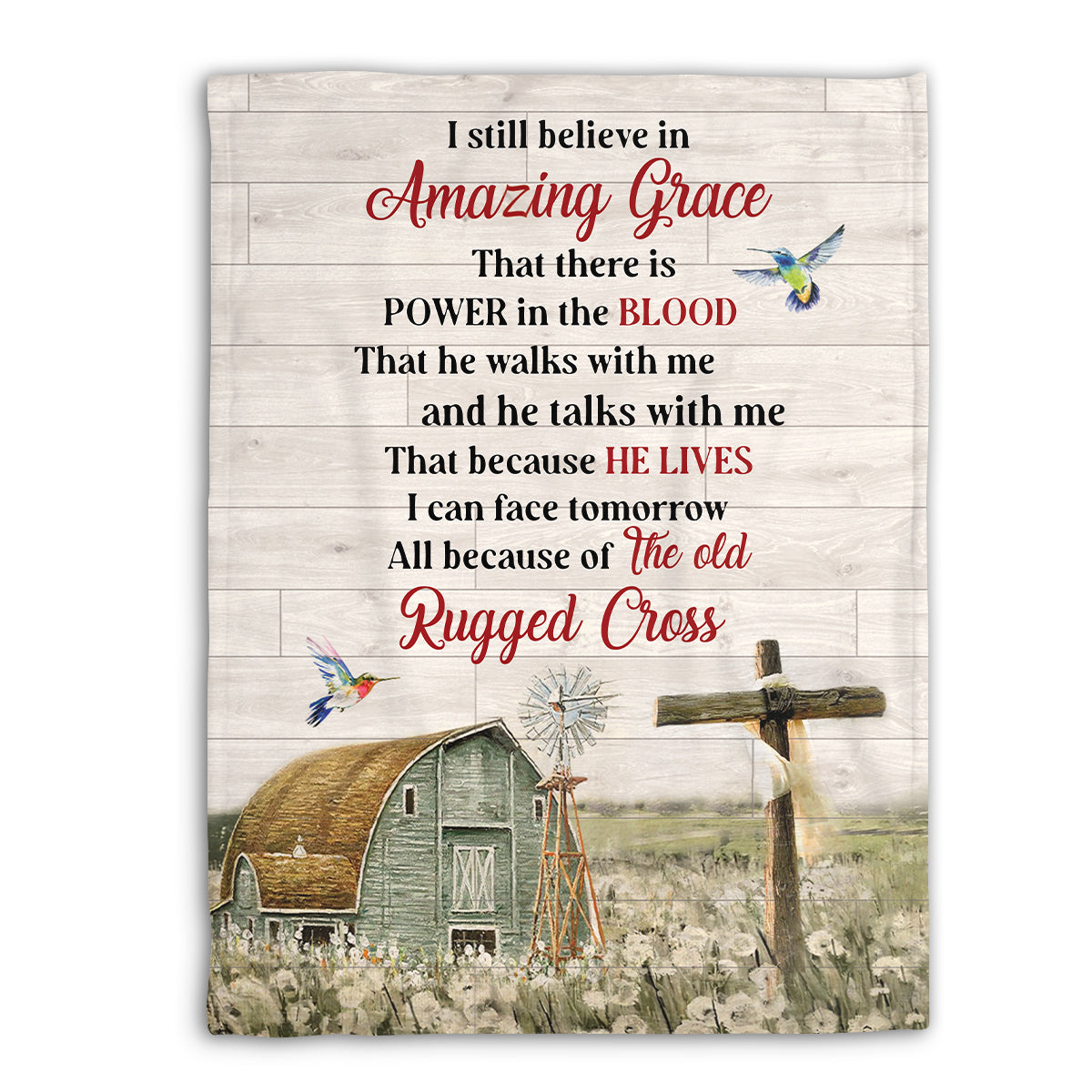 Lovely Cross Fleece Blanket - I Still Believe In Amazing Grace NUHN145G