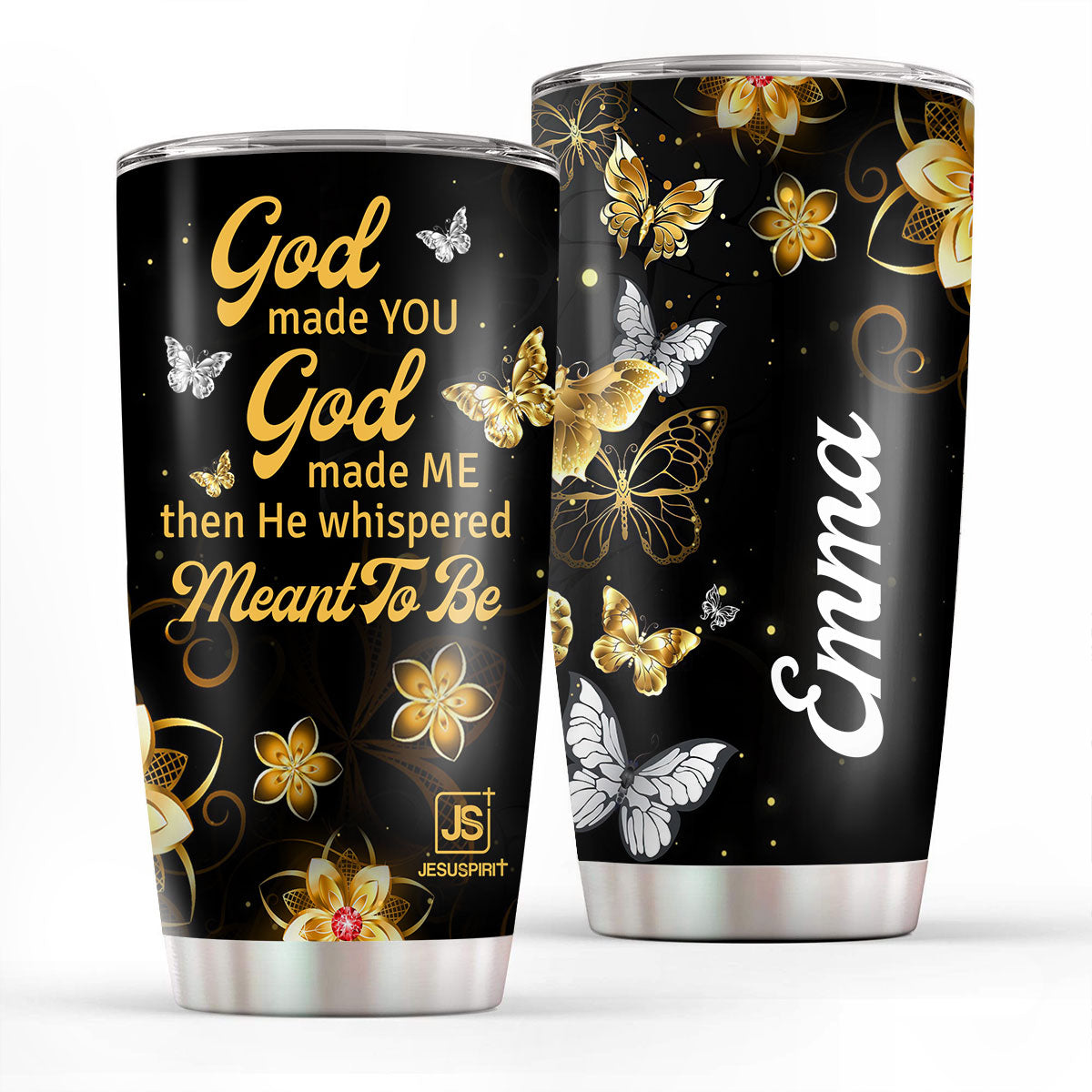 Personalized Butterfly Stainless Steel Tumbler 20oz | God Made You God Made Me | Religious Couple Gifts For Christians SSTHN664