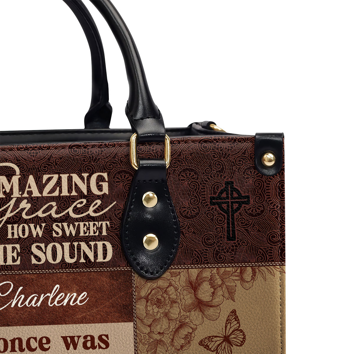 Personalized Leather Handbag With Zipper | Amazing Grace LHBM734