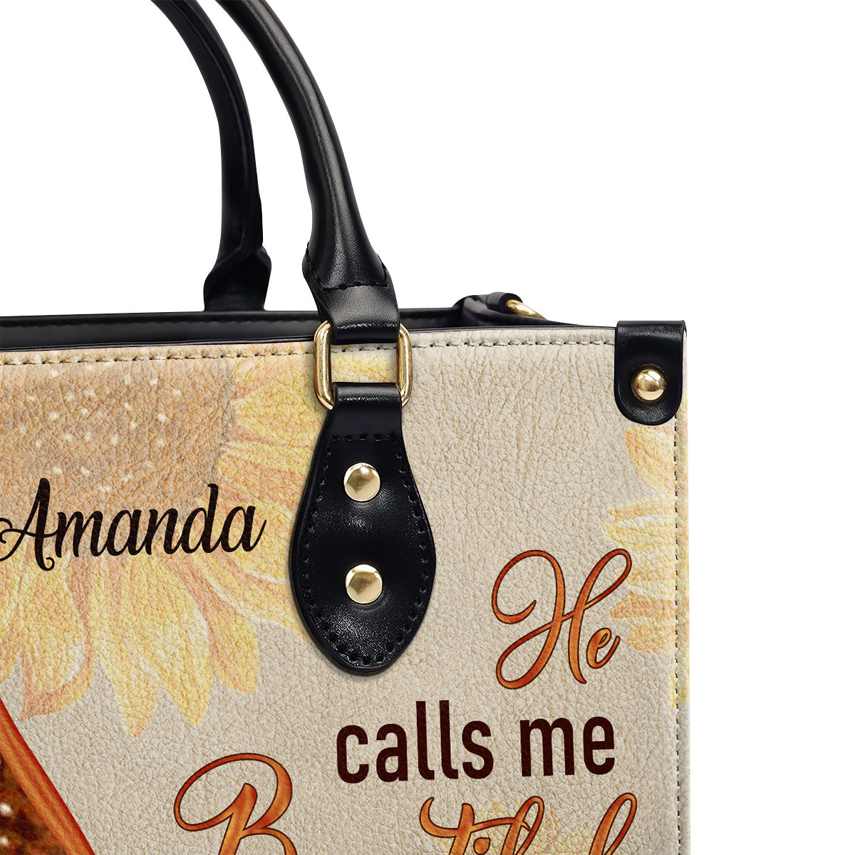 Fancy Sunflower Leather Handbag - He Calls Me Beautiful One AM231