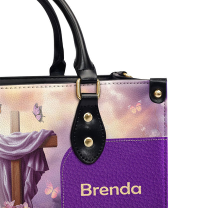 Personalized Leather Handbag With Zipper | Because He Lives LHBM733