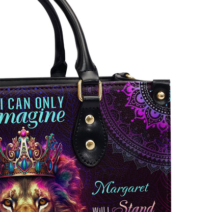 Personalized Leather Handbag With Zipper | Lion I Can Only Imagine LHBM736