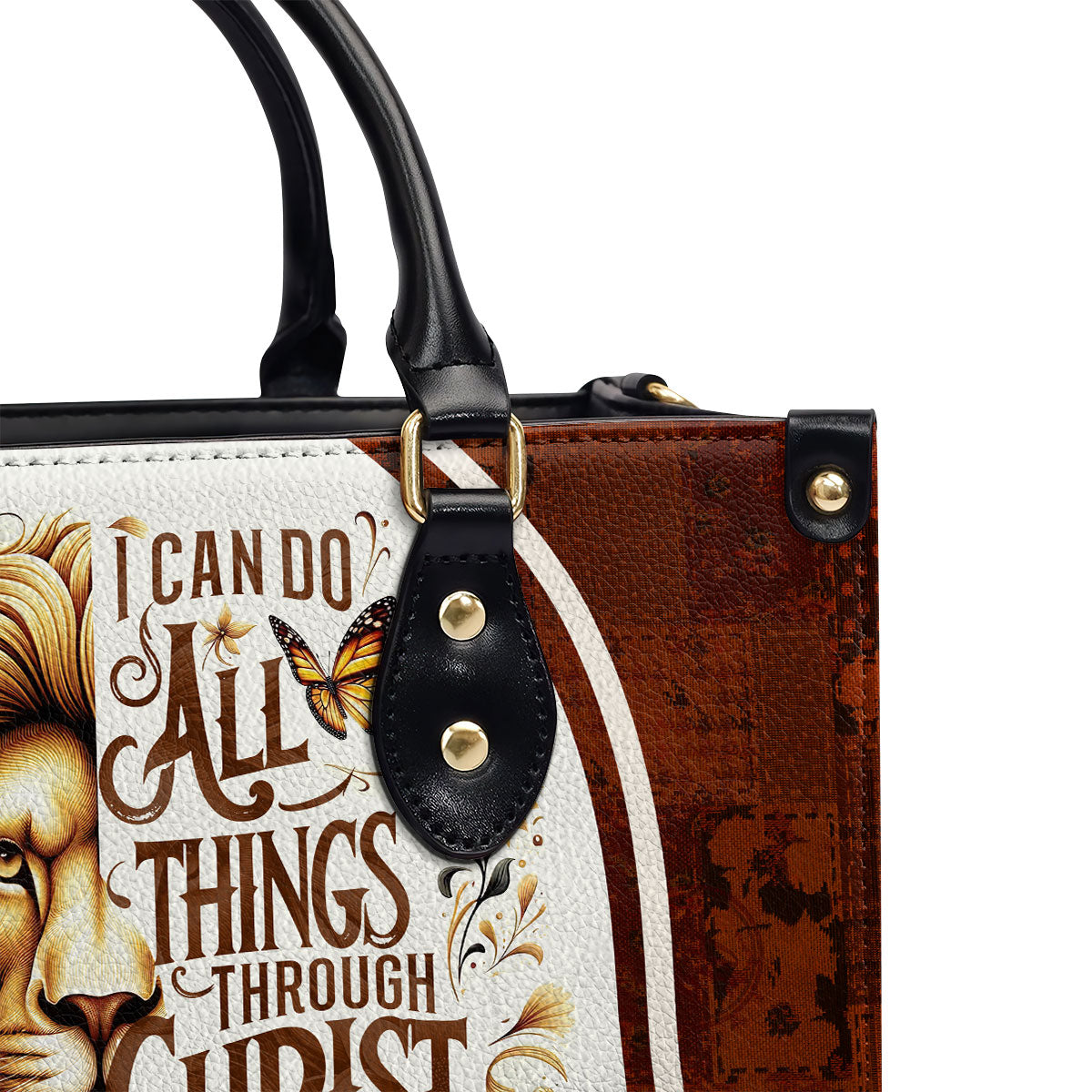 Personalized Zippered Leather Handbag With Handle | Religious Gift For Worship Friends | I Can Do All Things LHBM758