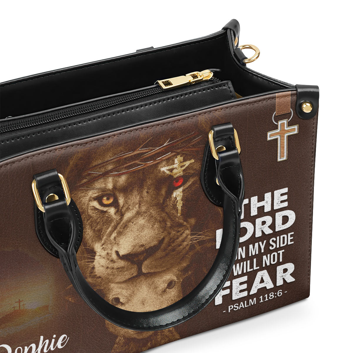 Special Personalized Lion Leather Handbag - The Lord Is On My Side H04