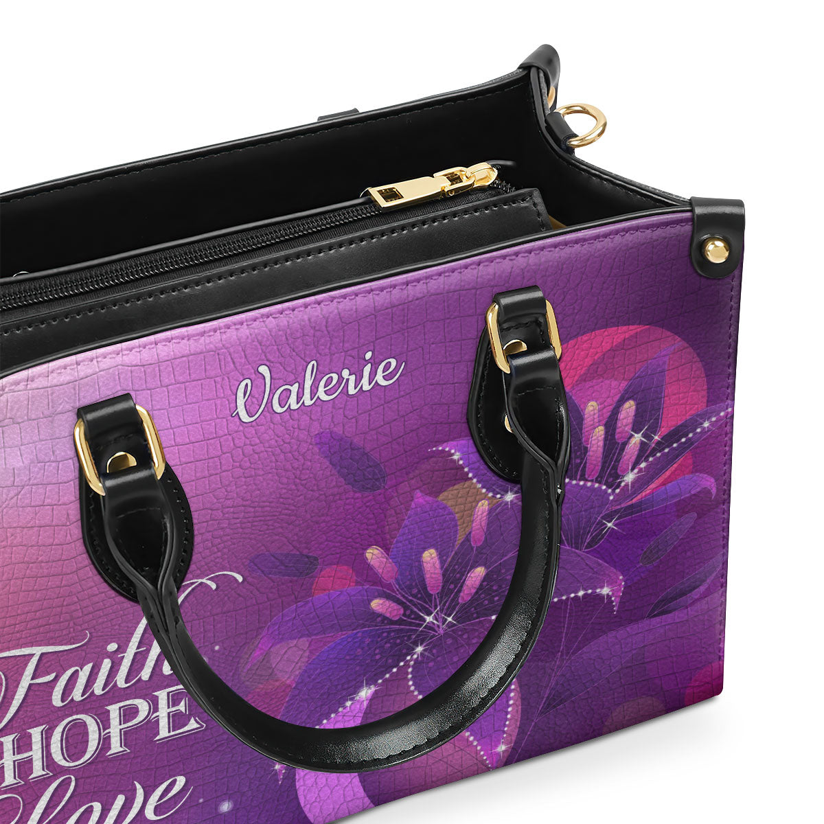 Beautiful Personalized Leather Handbag - Faith, Hope, Love H07