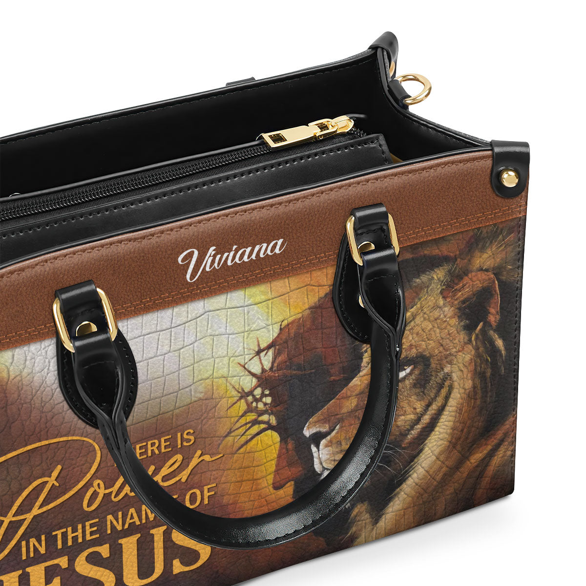 Unique Personalized Leather Handbag - There Is Power In The Name Of Jesus H16