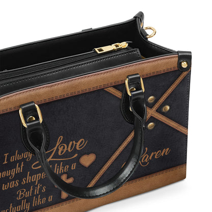 Shape Of Love - Personalized Christian Leather Handbag HHN392