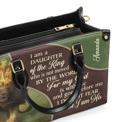 I Am A Daughter Of The King - Unique Personalized Lion Leather Handbag HIM317