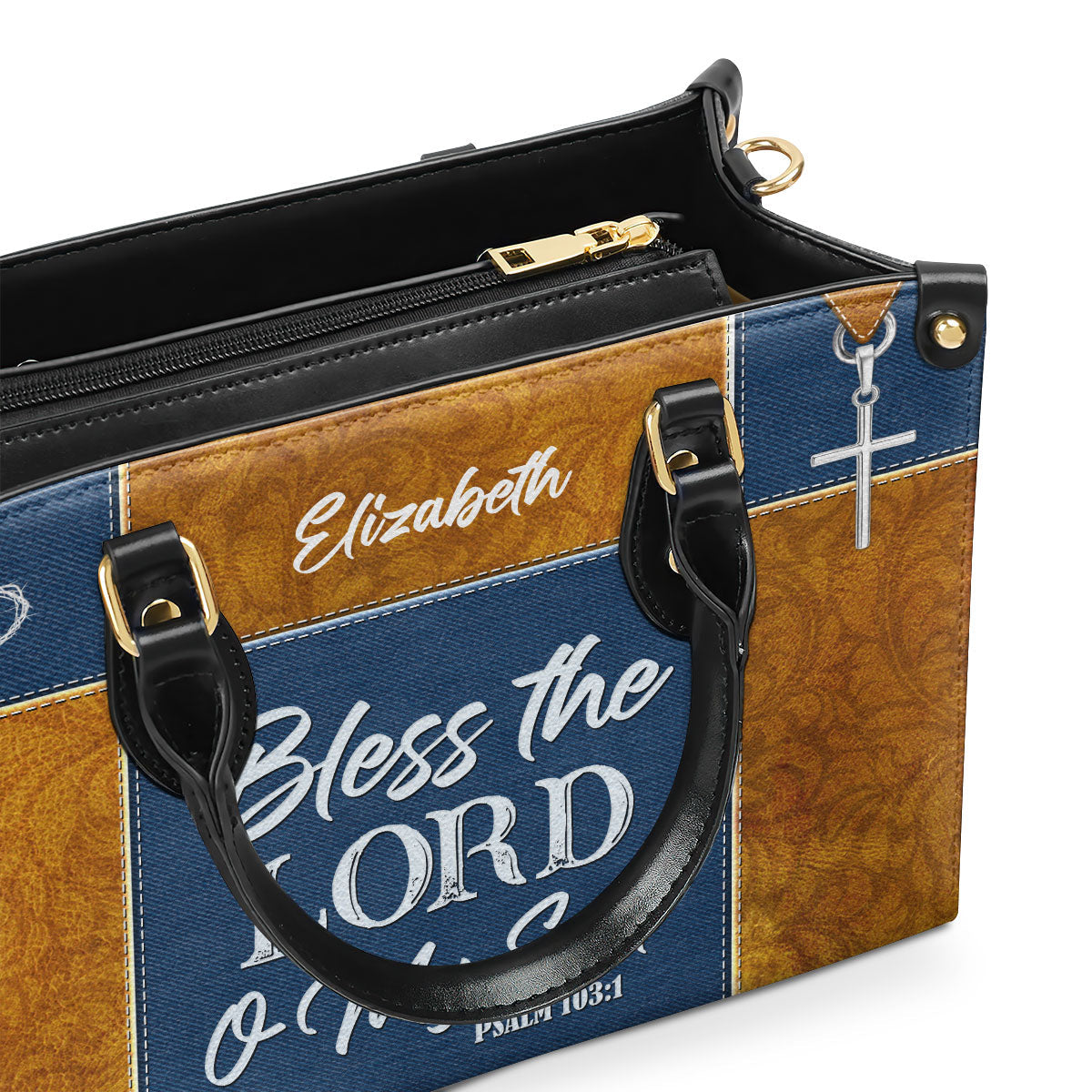 Psalm 103:1 | Bless The Lord O My Soul | Personalized Leather Handbag With Handle | Christ Gifts For Women Of God LHBHN675