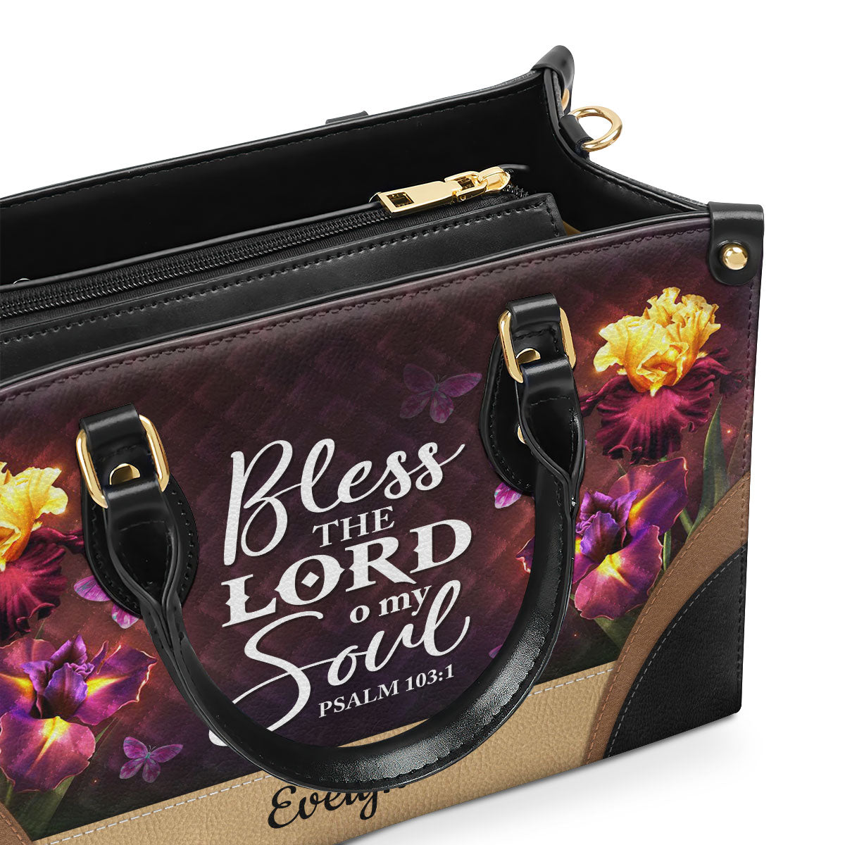 Bless The Lord O My Soul - Pretty Personalized Butterfly Leather Handbag NUH335