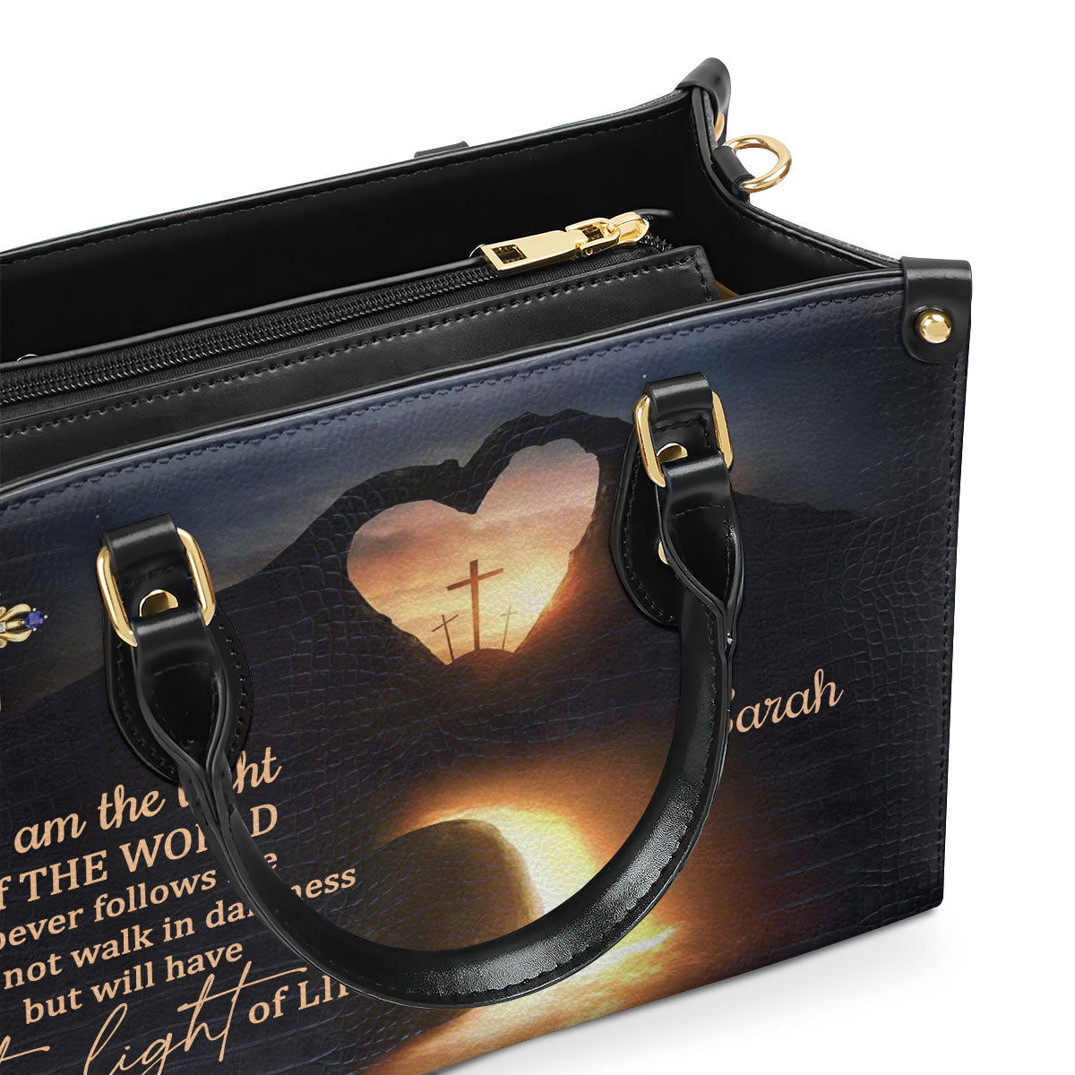 Beautiful Personalized Leather Handbag - I Am The Light Of The World NUH450