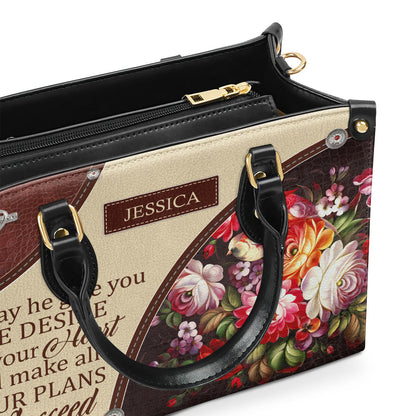 Awesome Personalized Flower Leather Handbag - May He Make All Your Plans Succeed NUM308