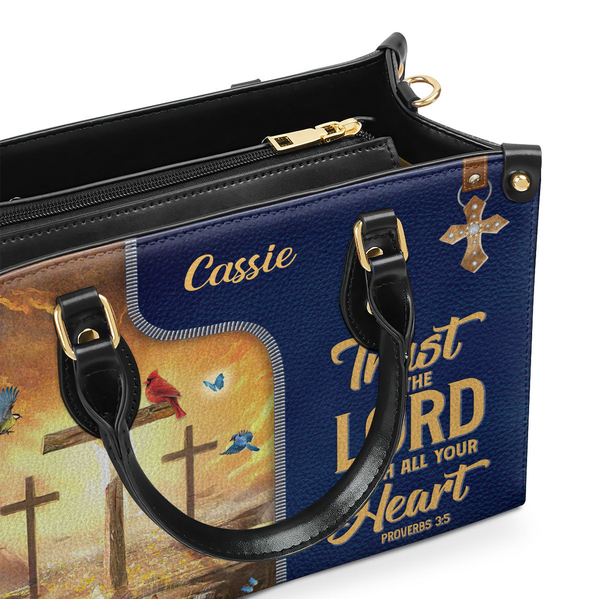 Trust In The Lord With All Your Heart - Awesome Personalized Leather Handbag NUM500