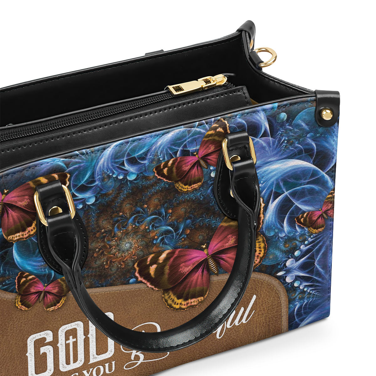 Pretty Personalized Butterfly Leather Handbag - God Calls You Beautiful NUH273