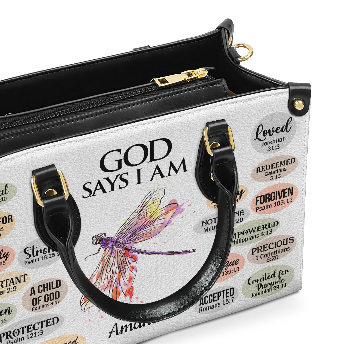 Personalized Animal Leather Handbag With Handle | What God Says About You | Christian Gifts For Religious Women LHBH740