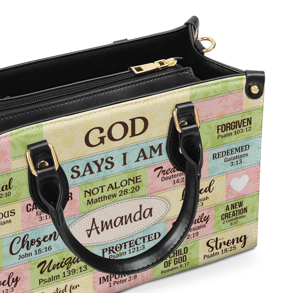 Personalized Leather Handbag With Zipper | God Says I Am | Gift For Her LHBNUHN681