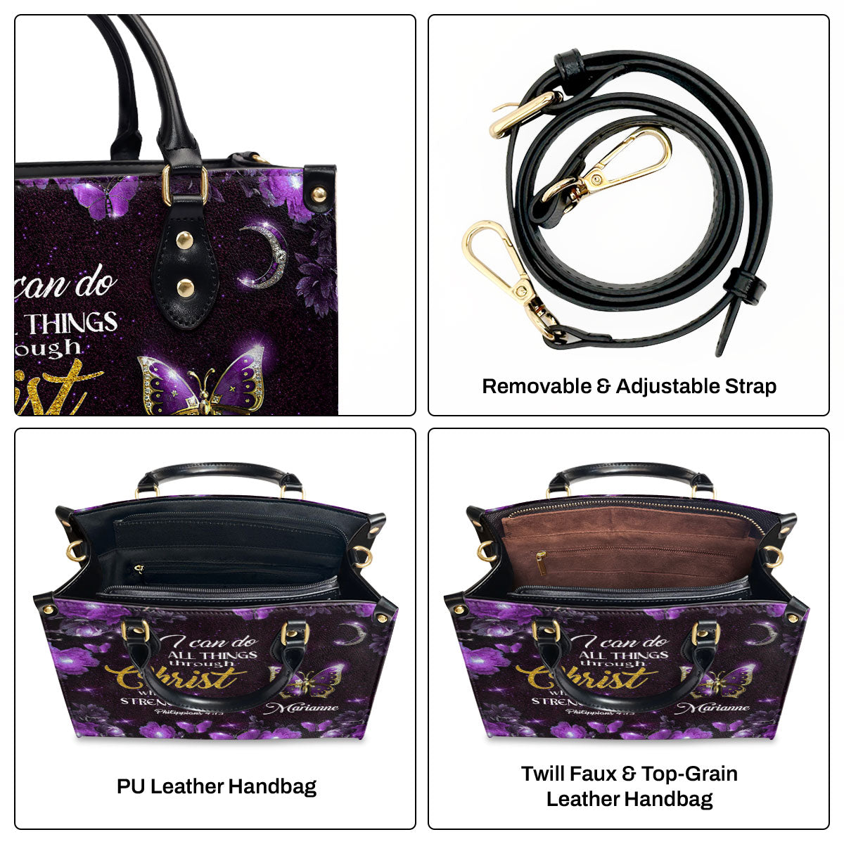 Special Purple Leather Handbag For Marianne NM143D