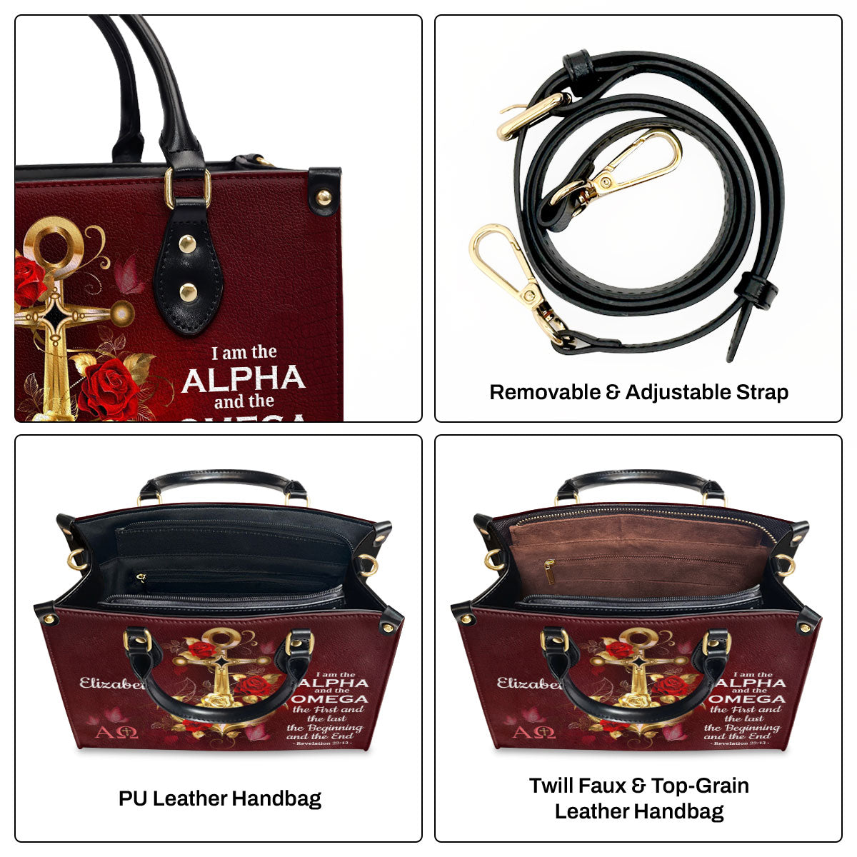 I Am The Alpha And The Omega - Unique Personalized Leather Handbag NUH455