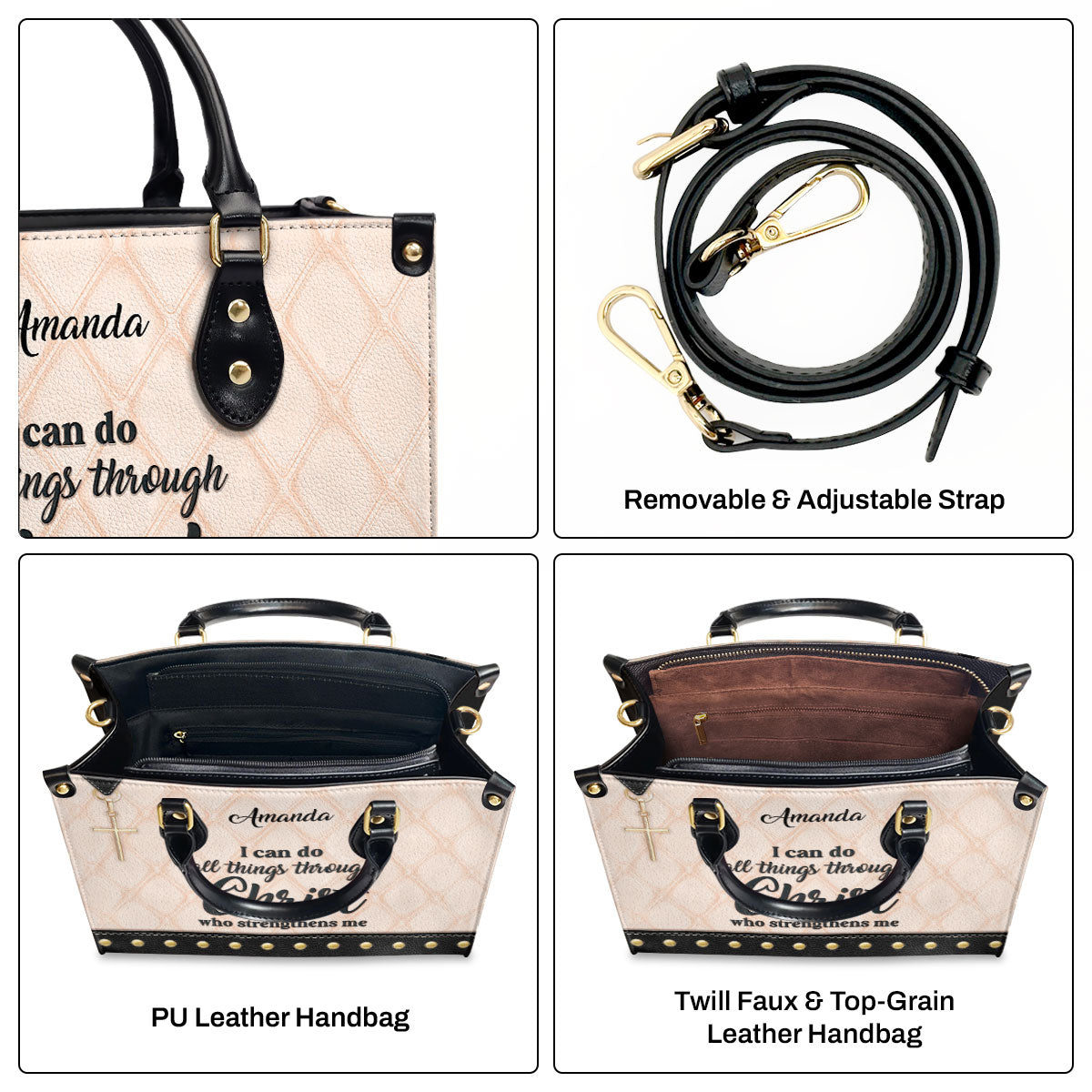 Must-Have Leather Handbag - I Can Do All Things Through Christ HHN418