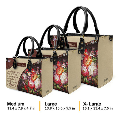 Awesome Personalized Flower Leather Handbag - May He Make All Your Plans Succeed NUM308