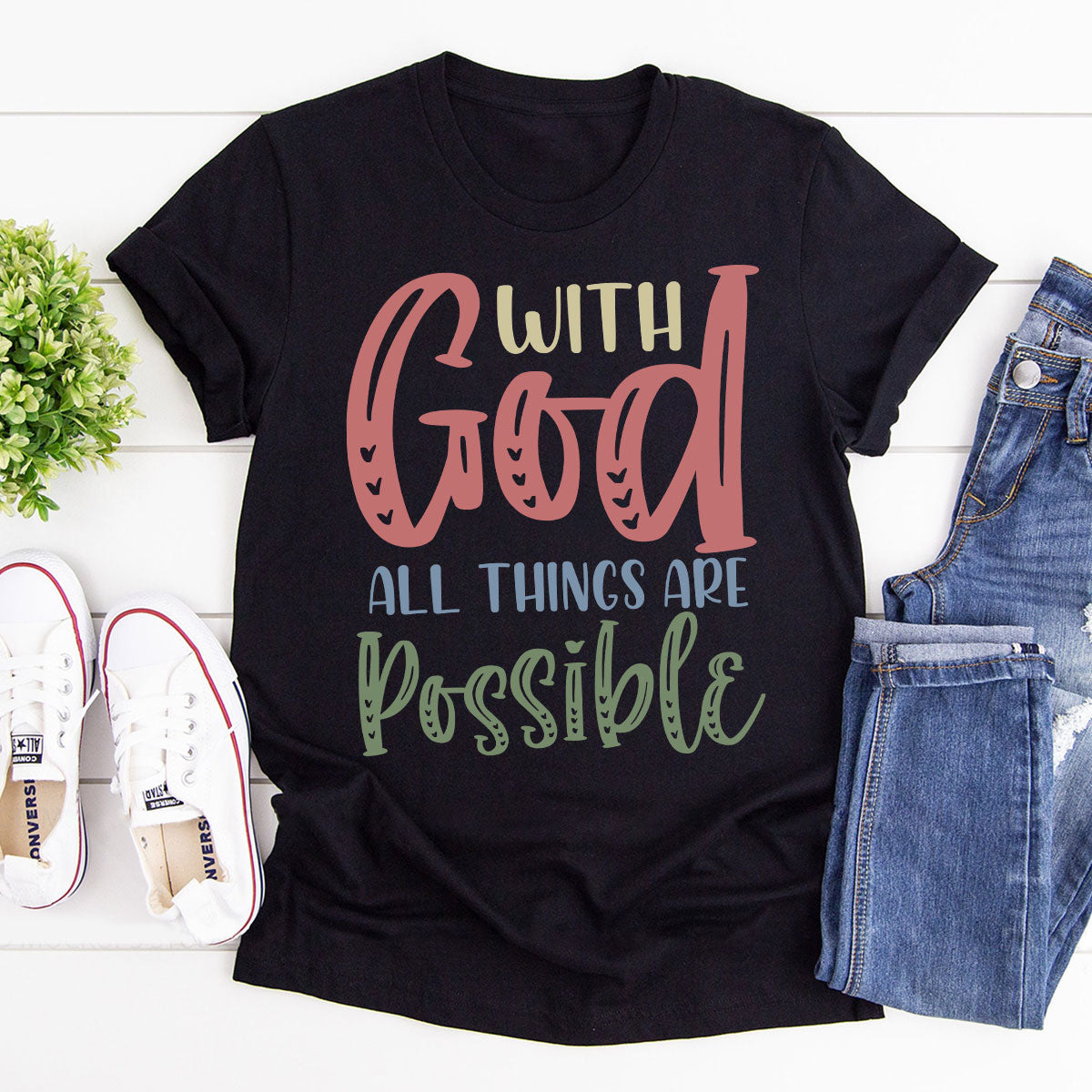 Lovely Unisex T-shirt - With God All Things Are Possible HAP02