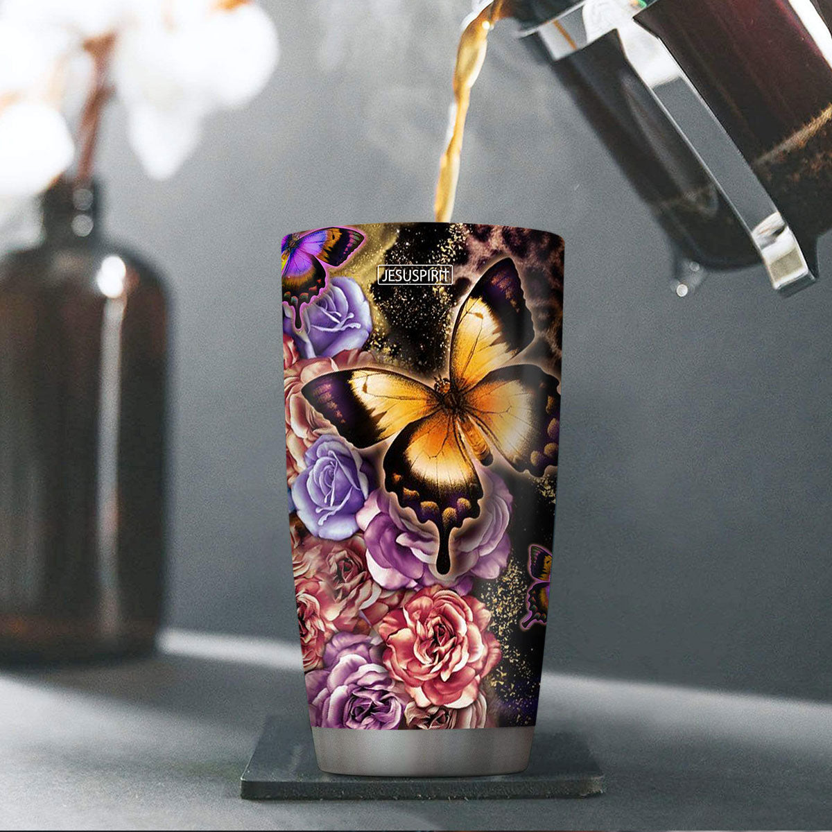 May The Lord Make His Face Shine On You - Adorable Personalized Butterfly Stainless Steel Tumbler 20oz NUH317