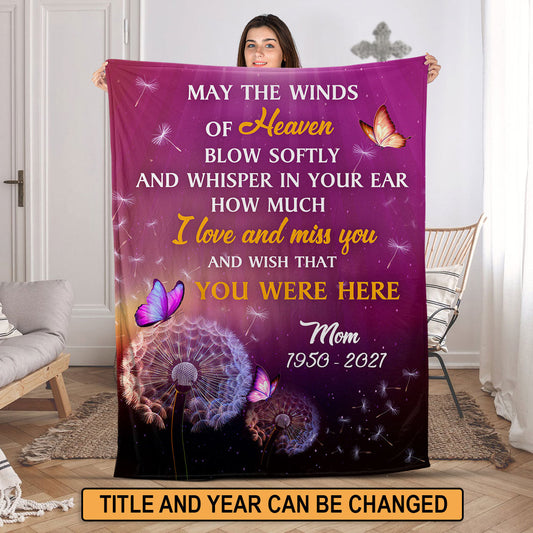 Personalized Memorial Fleece Blanket - Wish That You Were Here NUM397