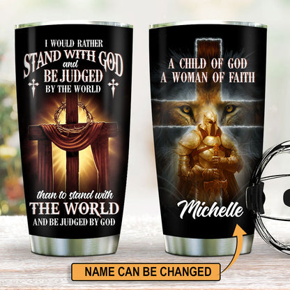 A Child of God - Unique Personalized Lion And Cross Stainless Steel Tumbler 20oz NUH216