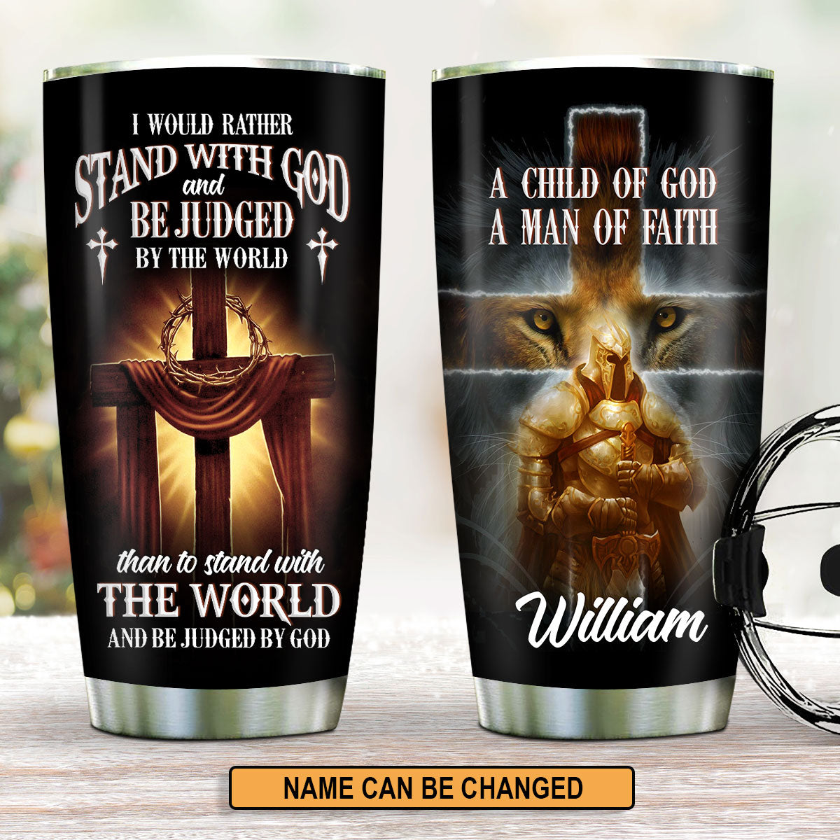 A Child of God - Unique Personalized Lion And Cross Stainless Steel Tumbler 20oz NUH216