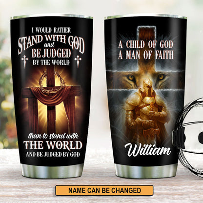 A Child of God - Unique Personalized Lion And Cross Stainless Steel Tumbler 20oz NUH216