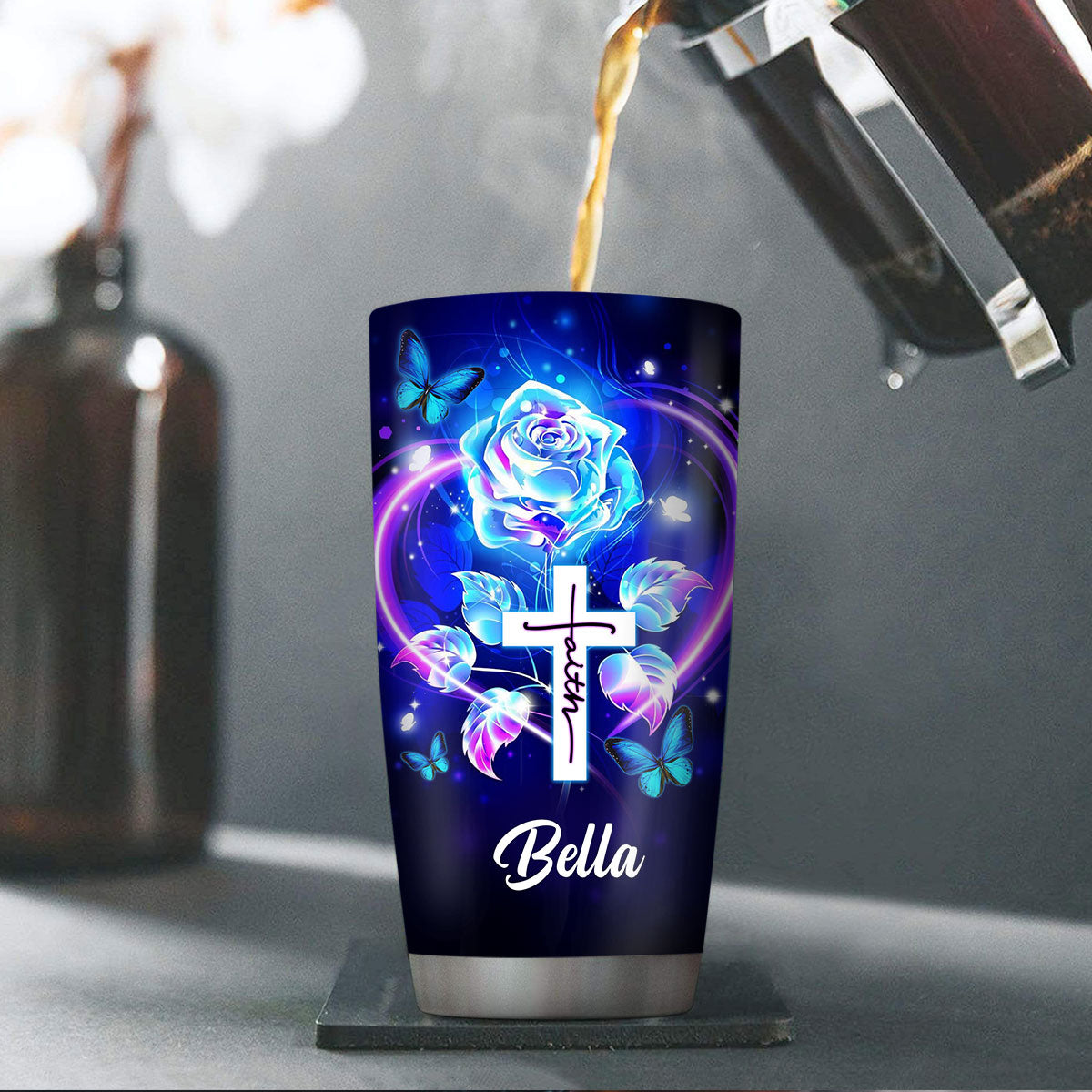 Personalized Stainless Steel Tumbler 20oz - Godfidence Knowing I Can‘t But He Can NUH400