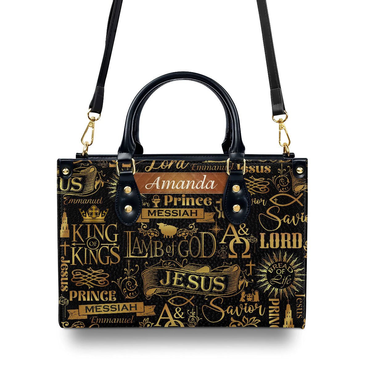 Personalized Leather Handbag With Zipper | Lamb Of God LHBM731