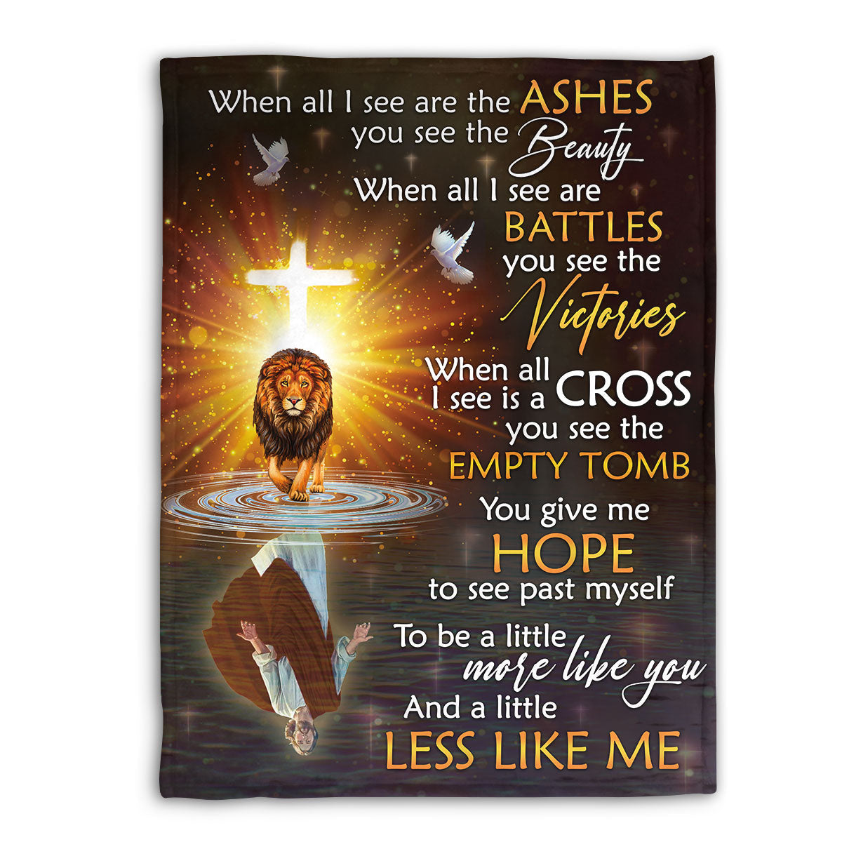 Unique Lion And Jesus Fleece Blanket - You Give Me Hope To See Past Myself HM253