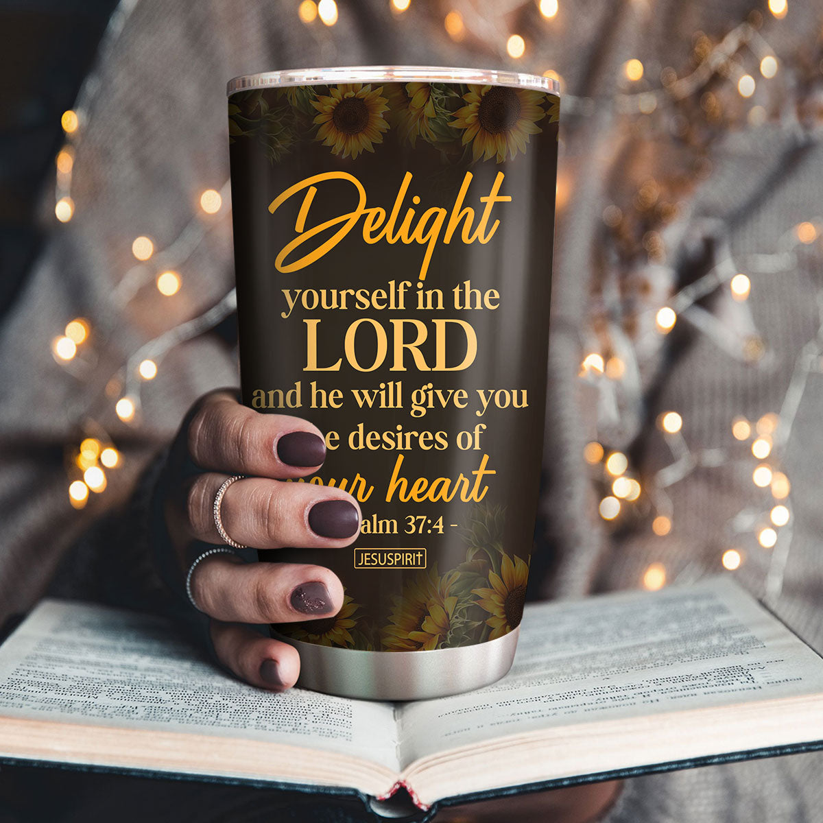 Personalized Stainless Steel Tumbler 20oz - Delight Yourself In The Lord NUH437